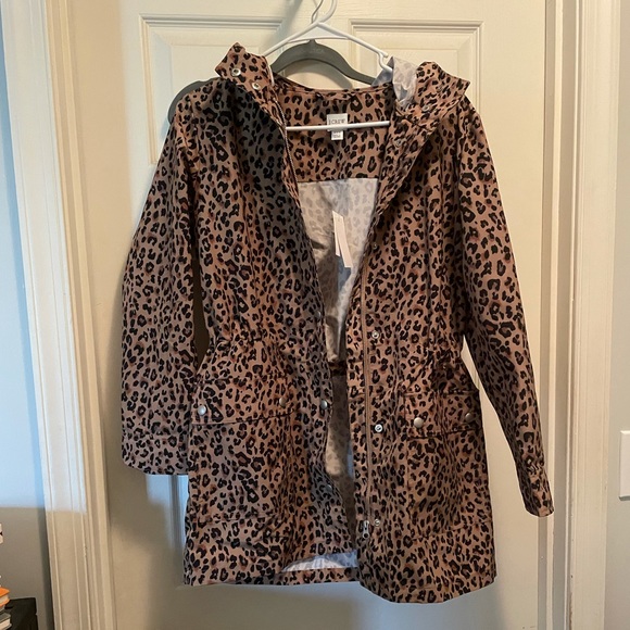 J. Crew Jackets & Blazers - Jcrew, size XXS, cheetah rain coat with hood